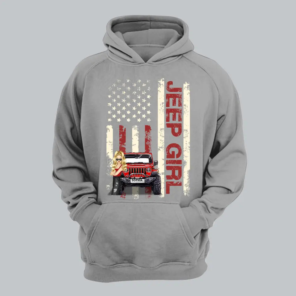 Personalized US Jeep Girl Custom Name Jeep Hoodie 2D Printed KVH231229