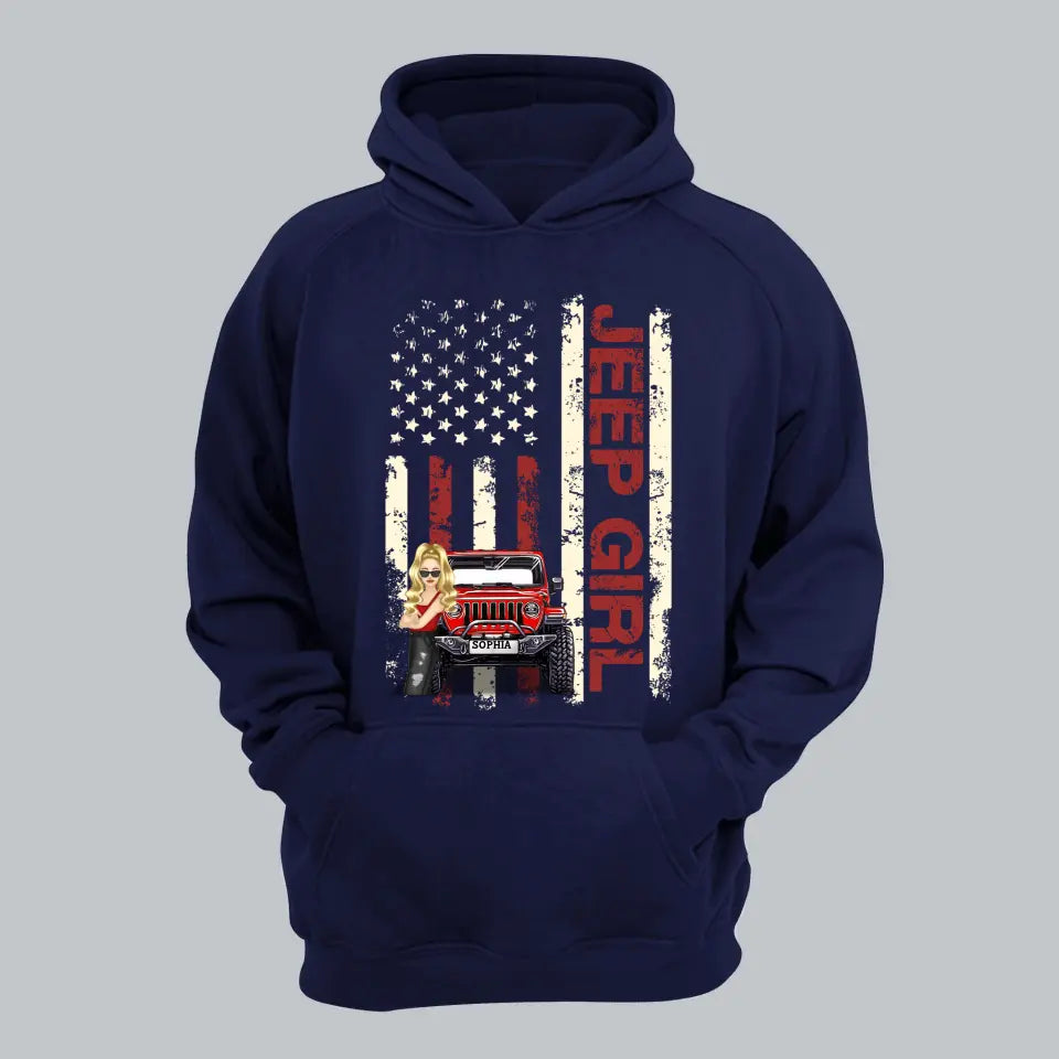 Personalized US Jeep Girl Custom Name Jeep Hoodie 2D Printed KVH231229