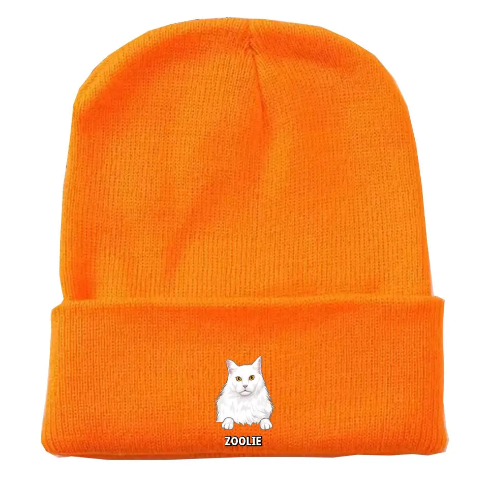 Personalized Cat Name Cat Lovers Gift Embroidered Beanie Printed LVA231244