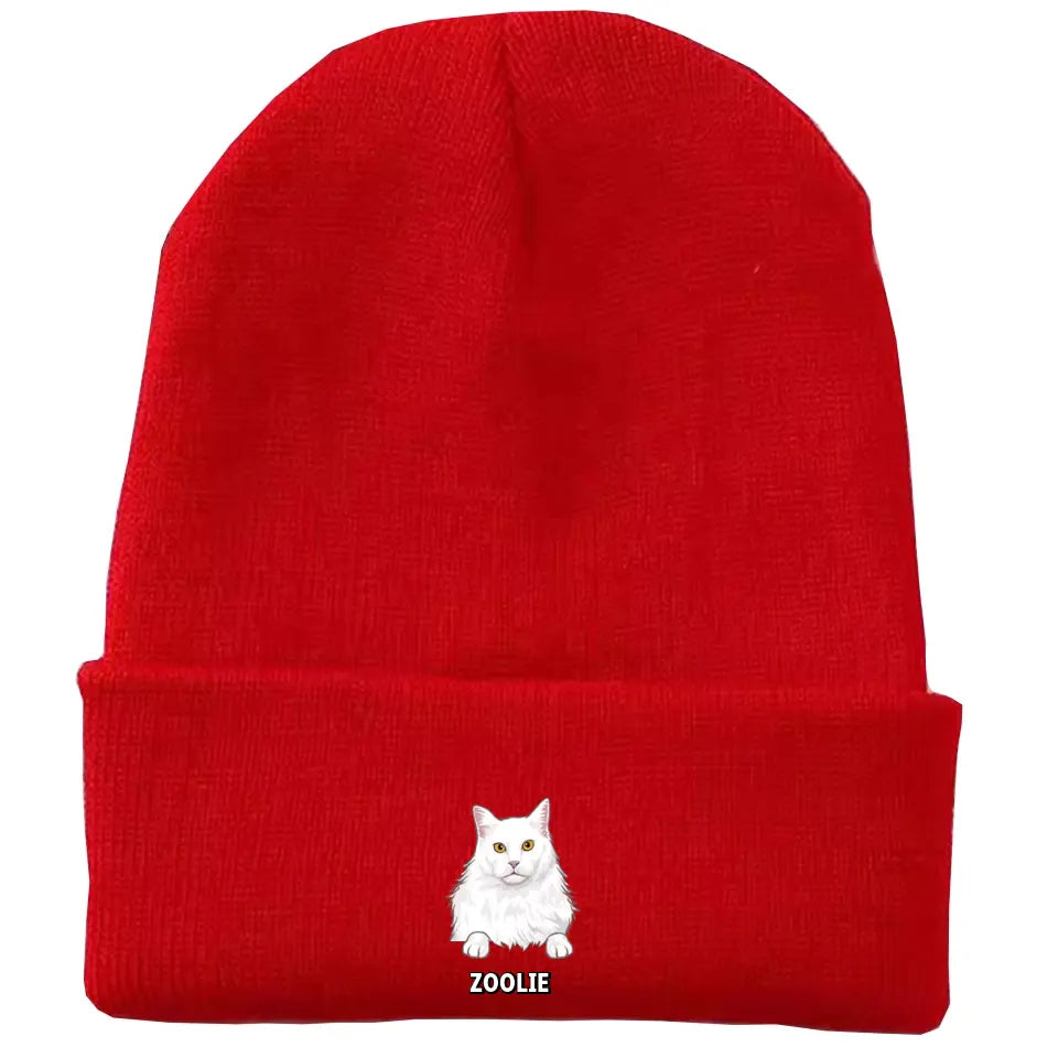 Personalized Cat Name Cat Lovers Gift Embroidered Beanie Printed LVA231244