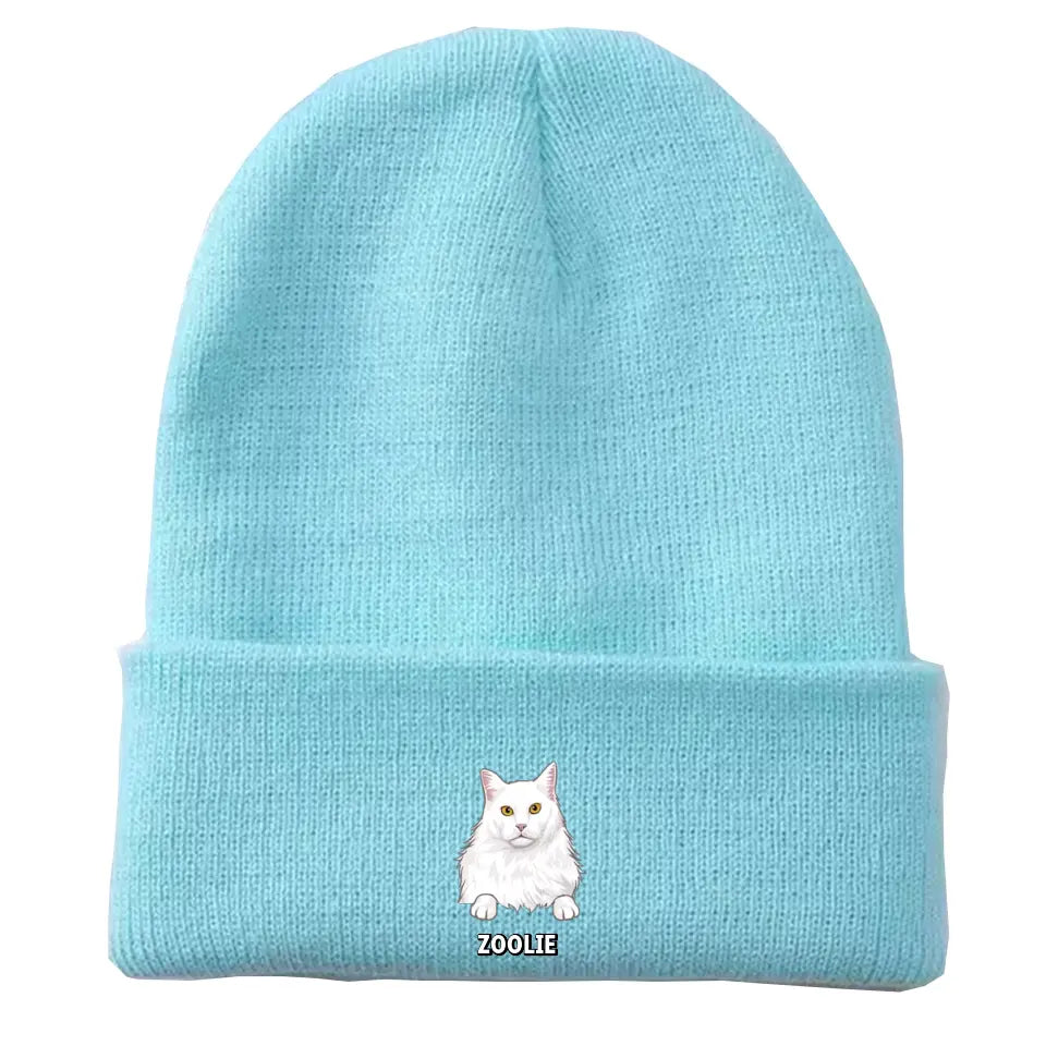 Personalized Cat Name Cat Lovers Gift Embroidered Beanie Printed LVA231244