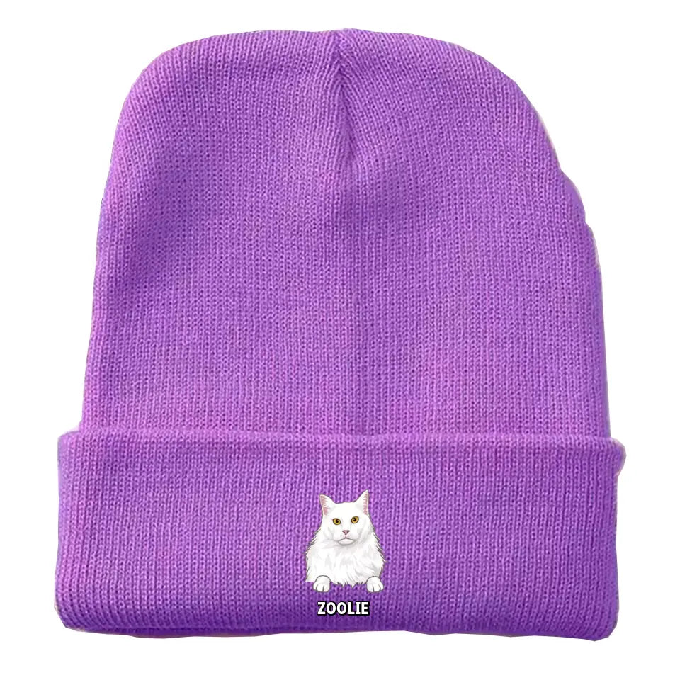 Personalized Cat Name Cat Lovers Gift Embroidered Beanie Printed LVA231244