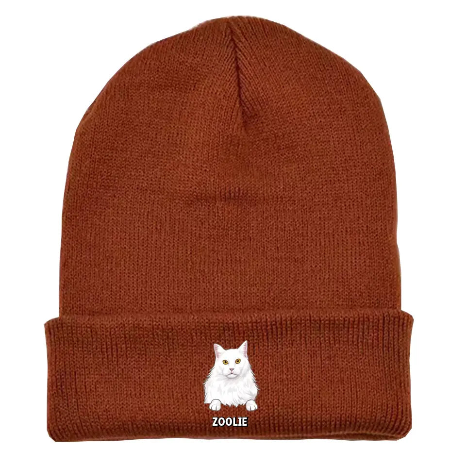 Personalized Cat Name Cat Lovers Gift Embroidered Beanie Printed LVA231244