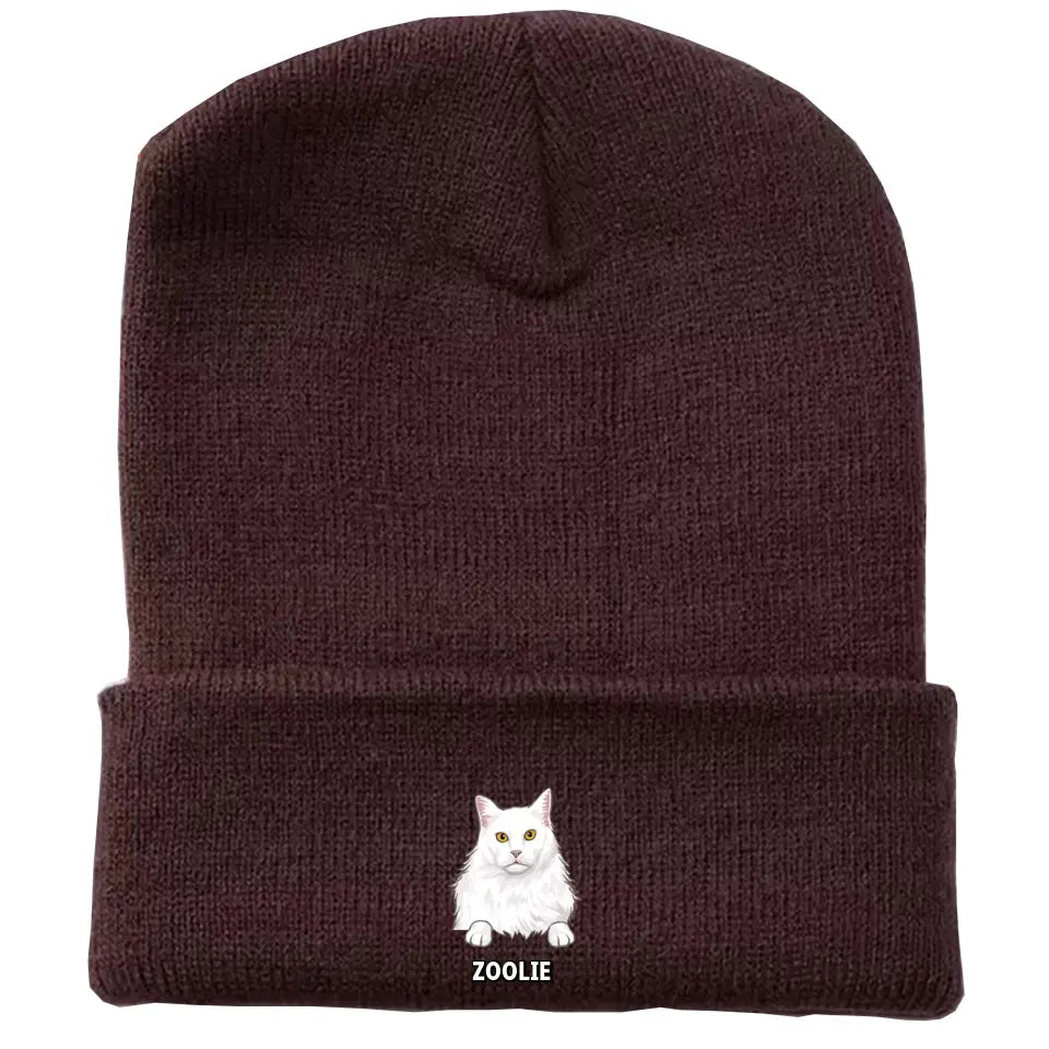 Personalized Cat Name Cat Lovers Gift Embroidered Beanie Printed LVA231244