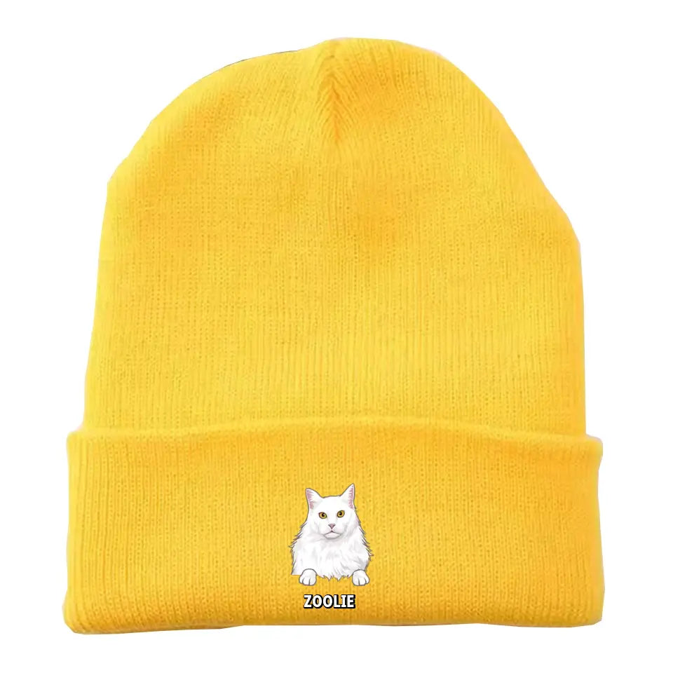 Personalized Cat Name Cat Lovers Gift Embroidered Beanie Printed LVA231244