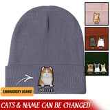 Personalized Cat Name Cat Lovers Gift Embroidered Beanie Printed LVA231244