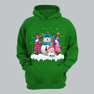 Personalized Grandma Snowman & Kid Name Christmas Tree Xmas Gift Hoodie 2D Printed KVH231236