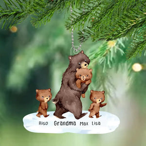 Personalized Grandma Bear And Kids Custom Name Christmas Gift Acrylic Ornament Printed HN231246