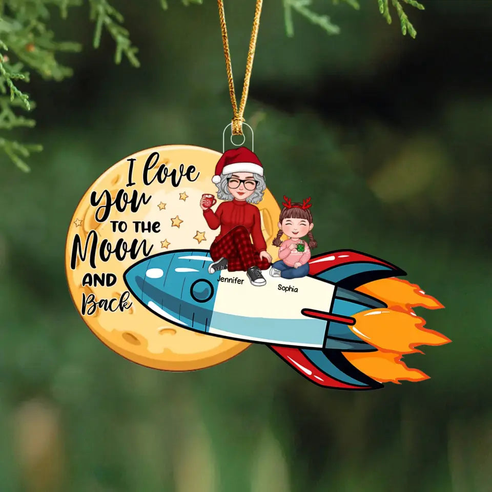 Personalized I Love You To The Moon And Back Grandma & Kids Christmas Gift Acrylic Ornament Printed VQ231256