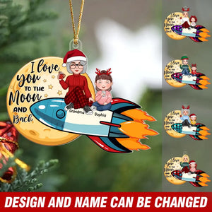 Personalized I Love You To The Moon And Back Grandma & Kids Christmas Gift Acrylic Ornament Printed VQ231256