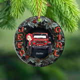 Personalized Jeep Girl Christmas Gift Ceramic or Acrylic Ornament Printed MTVQ231276