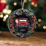 Personalized Jeep Girl Christmas Gift Ceramic or Acrylic Ornament Printed MTVQ231276