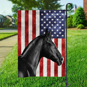 Personalized Upload Your Horse Photo US Flag  House Flag or Garden Flag Printed KVH231294