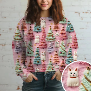 Cat Mom Cat Cute Christmas Tree Cat Lovers Gift Sweater 3D Printed LVA231305