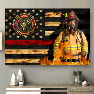 Personalized Upload Your US Firefighter Photo Canvas Printed TQTKH231337