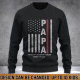 Personalized US Firefighter Papa Custom Kid Names Sweatshirt Printed QTVQ231341