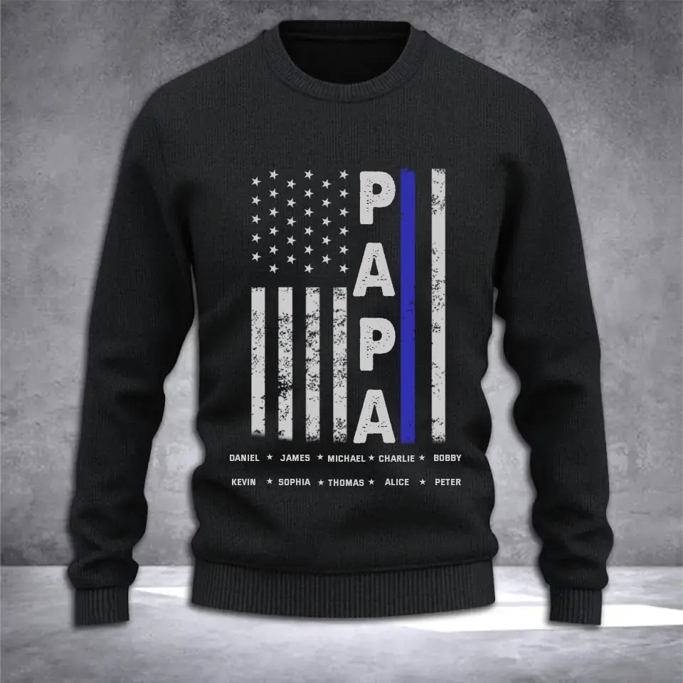 Personalized US Police Papa Custom Kid Names Sweatshirt Printed QTVQ231341