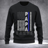 Personalized US Police Papa Custom Kid Names Sweatshirt Printed QTVQ231341