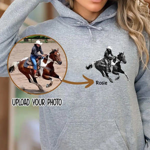 Personalized Upload Your Photo Horse Riding Hoodie 2D Printed KVH231364