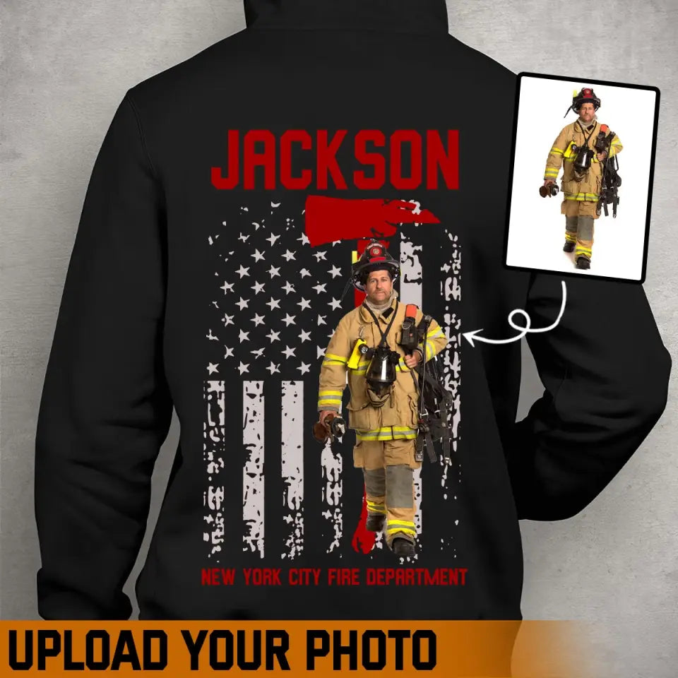 Personalized Upload Your Firefighter Photo Hoodie 2D Printed QTVQ1376