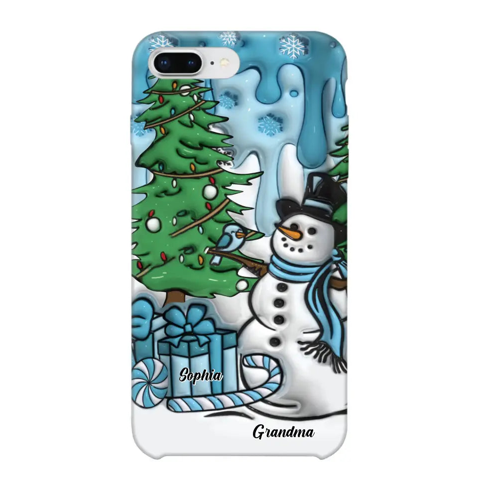 Personalized Grandma Snowman Custom Kid's Name Christmas Gift Phonecase Printed HN231402