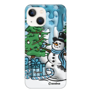 Personalized Grandma Snowman Custom Kid's Name Christmas Gift Phonecase Printed HN231402