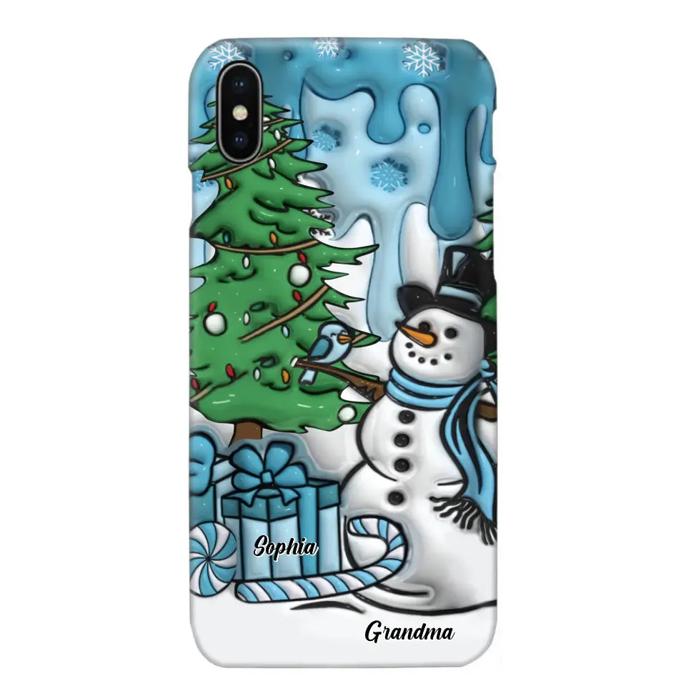 Personalized Grandma Snowman Custom Kid's Name Christmas Gift Phonecase Printed HN231402