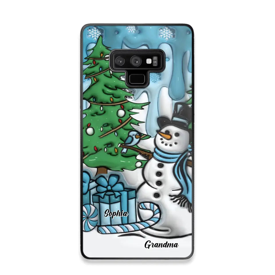 Personalized Grandma Snowman Custom Kid's Name Christmas Gift Phonecase Printed HN231402