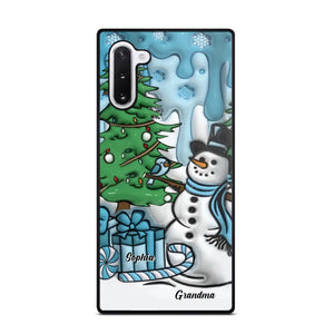 Personalized Grandma Snowman Custom Kid's Name Christmas Gift Phonecase Printed HN231402