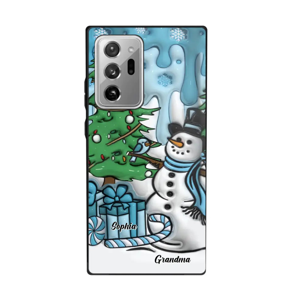 Personalized Grandma Snowman Custom Kid's Name Christmas Gift Phonecase Printed HN231402