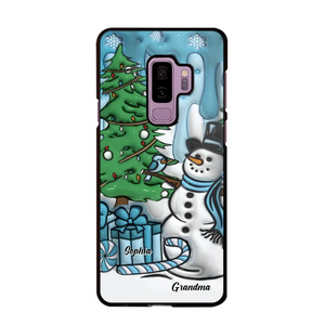 Personalized Grandma Snowman Custom Kid's Name Christmas Gift Phonecase Printed HN231402