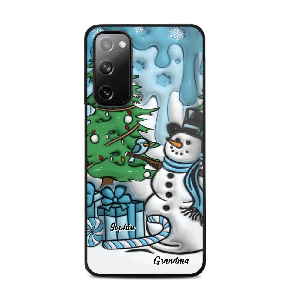 Personalized Grandma Snowman Custom Kid's Name Christmas Gift Phonecase Printed HN231402