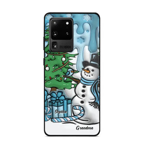 Personalized Grandma Snowman Custom Kid's Name Christmas Gift Phonecase Printed HN231402