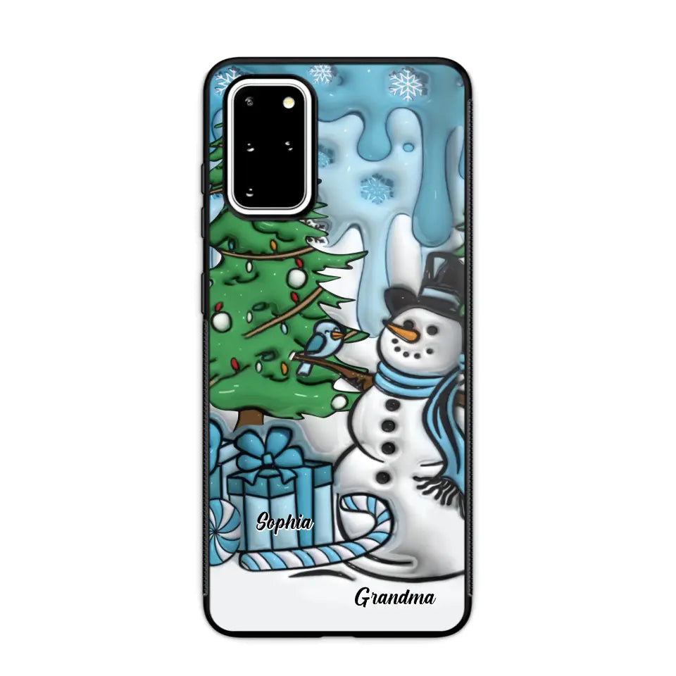 Personalized Grandma Snowman Custom Kid's Name Christmas Gift Phonecase Printed HN231402