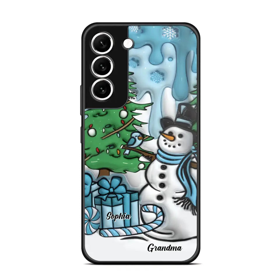 Personalized Grandma Snowman Custom Kid's Name Christmas Gift Phonecase Printed HN231402