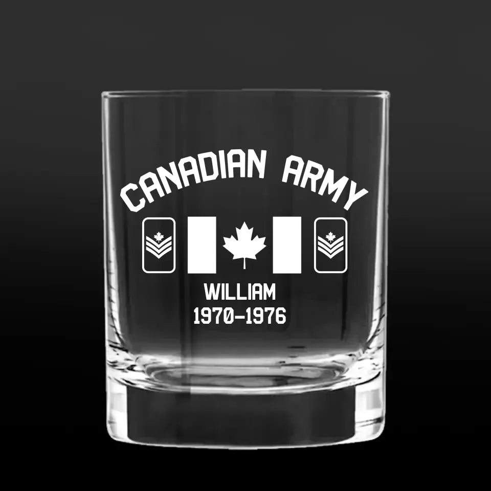 Personalized Canadian Veteran Rank Name Whiskey Glass 3D Printed 231435AHVA