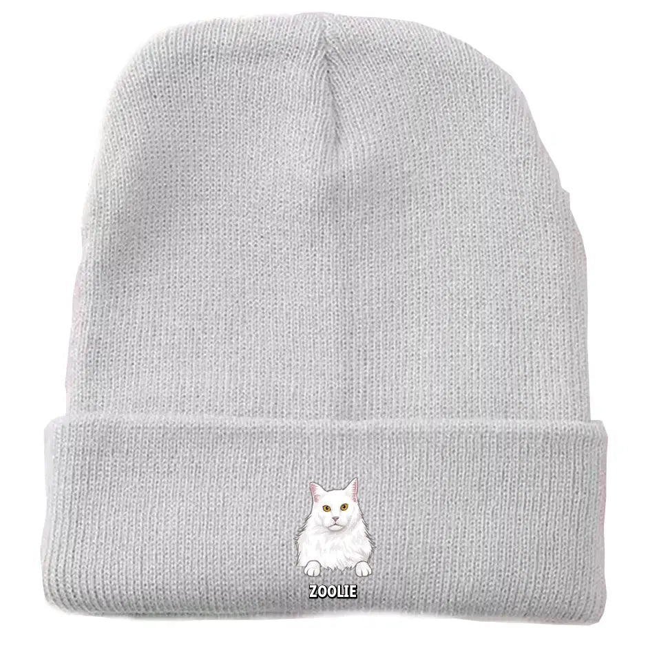 Personalized Cat Name Cat Lovers Gift Embroidered Beanie Printed LVA231244