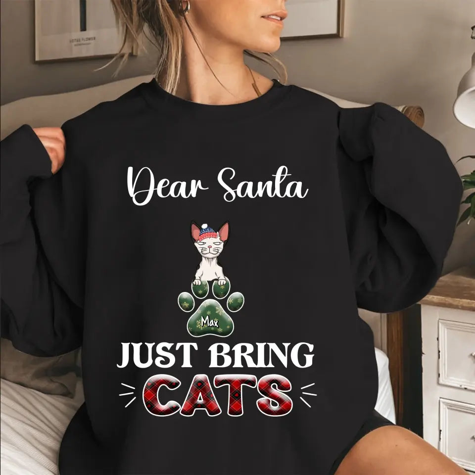 Personalized Dear Santa Just Bring Cats Christmas Gift Sweatshirt Printed MTHN231445