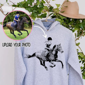 Personalized Upload Your Photo Riding Horse Hoodie 2D Printed KVH231496