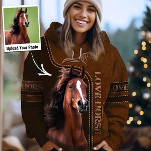 Personalized Upload Your Horse Photo Horse Lovers Gift Hoodie 3D Printed HN1506