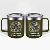 Personalized Retired Firefighter Custom Name & Time Laser Handle Cup Printed QTKVH231534