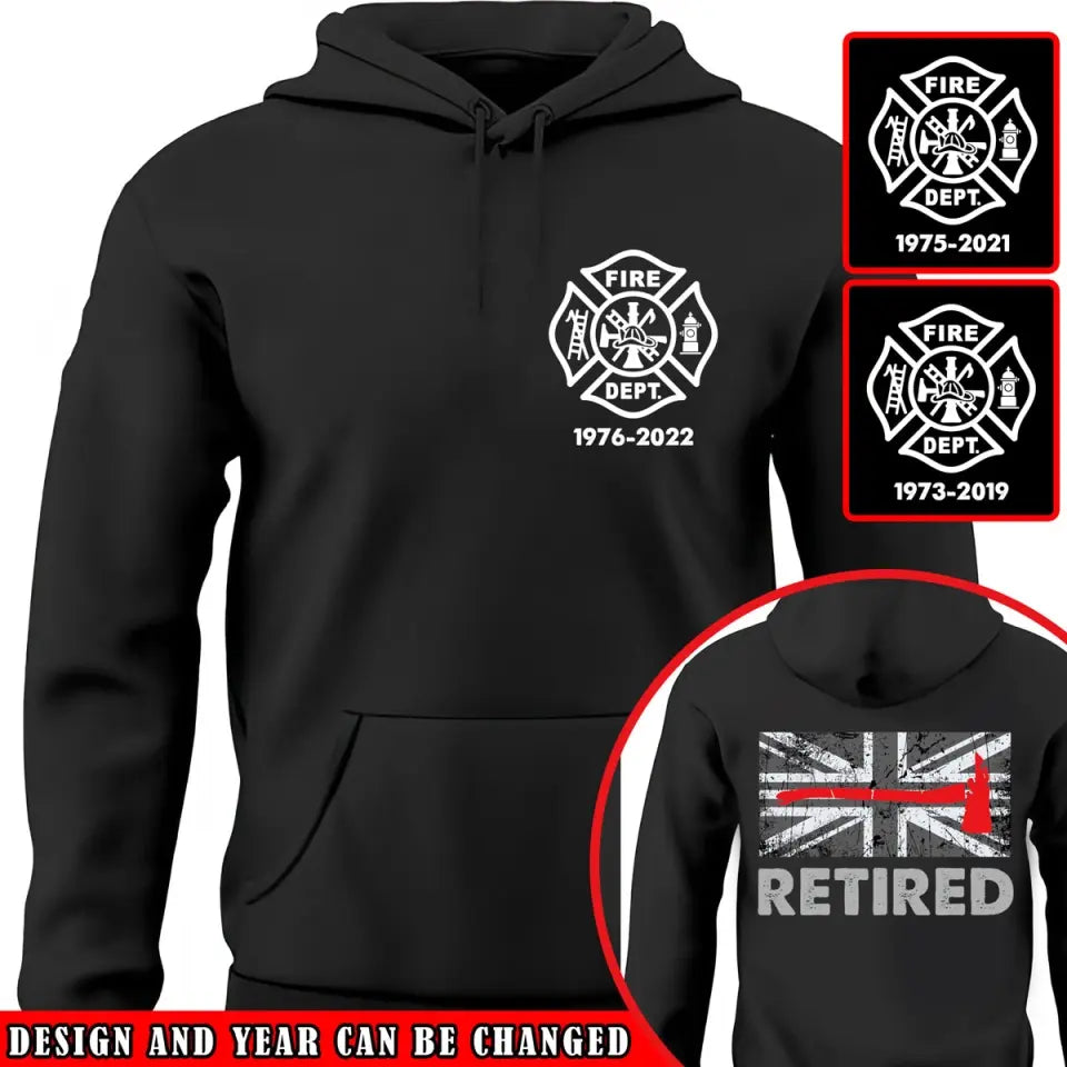 Personalized UK Retired Firefighter Custom Time Hoodie 2D Printed VQ231594