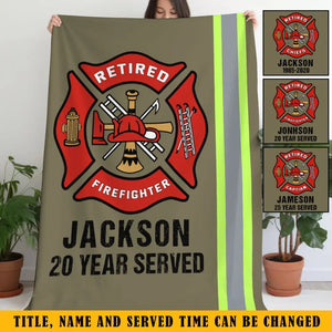 Personalized Retired Firefighter Sherpa or Fleece Blanket Printed QTKH1614