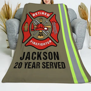 Personalized Retired Firefighter Sherpa or Fleece Blanket Printed QTKH1614