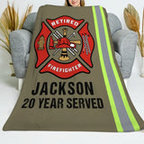 Personalized Retired Firefighter Sherpa or Fleece Blanket Printed QTKH1614