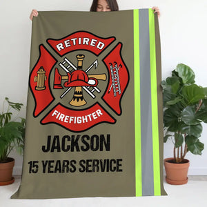 Personalized Retired Firefighter Sherpa or Fleece Blanket Printed QTKH1614