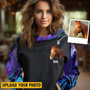 Personalized Upload Your Horse Photo Horse Lovers Gift Hoodie 3D Printed LVA231623