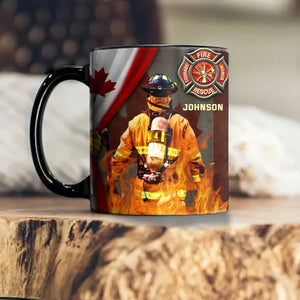 Personalized Canadian Firefighter Custom Name Black Mug Printed KVH231626