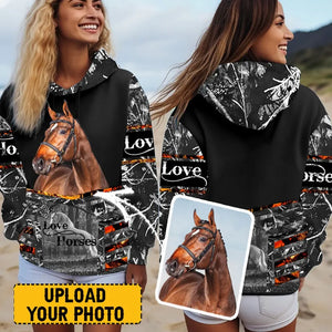 Personalized Upload Your Horse Photo Horse Lovers Gift Hoodie 3D Printed VQ231651