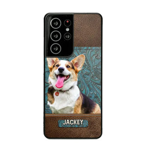 Personalized Upload Your Dog Photo Leather Phonecase Printed 23MAR-HQ16